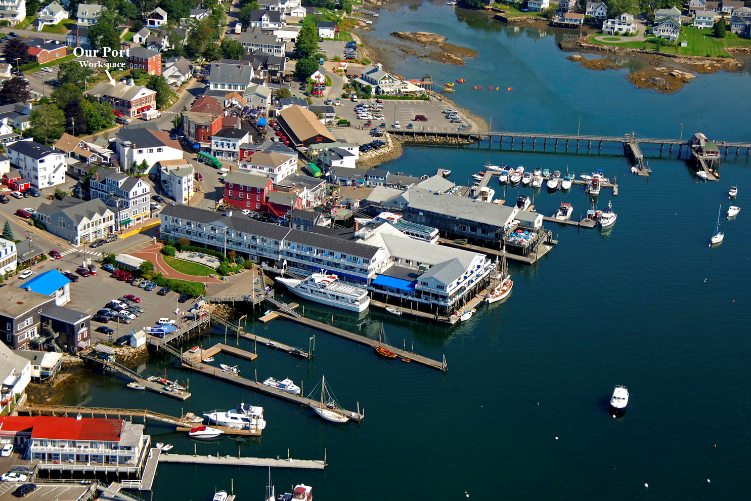 Aerial view showing Our Port Workspace location