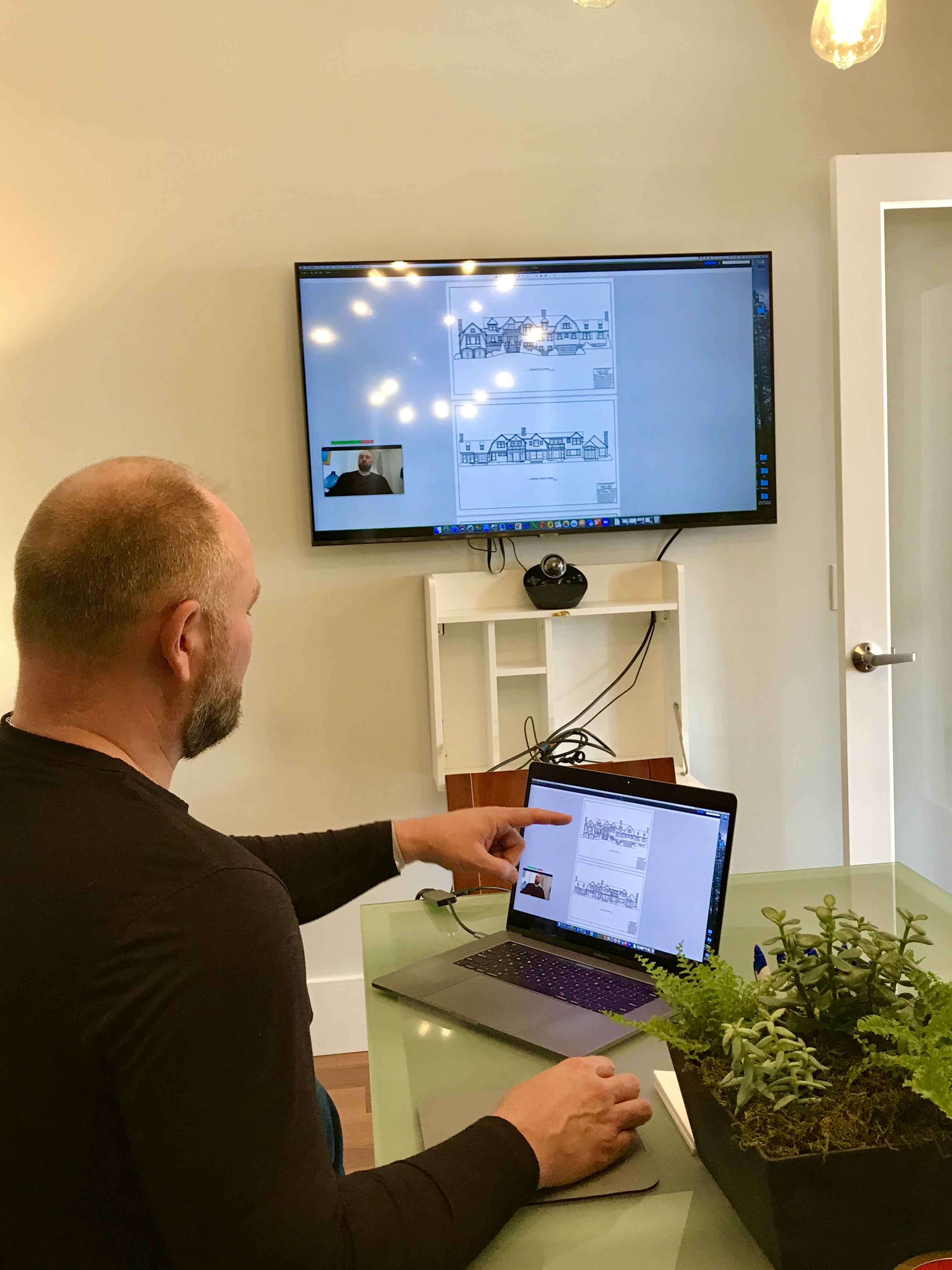 Working in the conference room